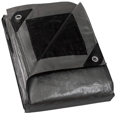 GUARD SHIELD Telone con occhielli, impermeabile, 6 m x 10 m, colore: grigio argento/nero, multifunzione, in poliestere, 120 g/m², telo di protezione multiuso, antistrappo, stabilizzato ai raggi UV