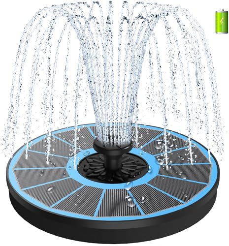 SZMP 2025 Fontana Solare Pompa,3.5W Fontana da Giardino Solare Galleggiante Pannello Built-in 2000mAh Batteria con 8 Ugelli Ideale per Piccolo Stagno Bagno Uccello Pesce Decorazione del Giardino