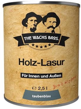 the wachs bros. Holzlasur für Innen und Außen - 2,5 L - Holzlasur Blau - natürliche Inhaltsstoffe - dauerhafter Schutz