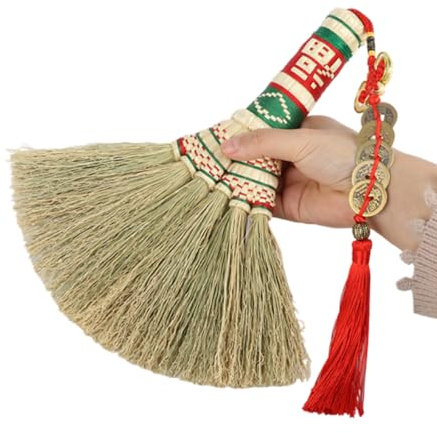 VIDECOR Straw Small Broom - Special Dusting Brooms,for Indoor,Outdoor or Garden Broom Cleaning Broomstick,Wide Sweeping Area,A