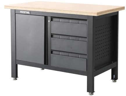 FEISTOS Werkstatteinrichtung | Werkbank Titos 1 | Anthrazit/Schwarz | 120x60x87 cm