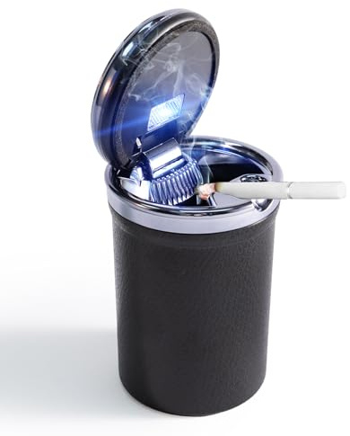 SOLARXIA Car Ashtray with Lid Auto Ashtray LED Easy Clean Up Detachable Ashtray