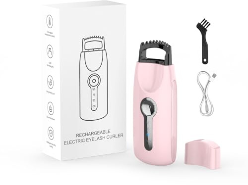 Smiling Shark Beheizter Wimpernzange, 2024 Neue 5D Push Elektrische Wimpern Curler mit 3 Temp & 8s Aufheizen Mini/Mattierte Textur/Professionell und Einfache Locken für Jede Wimpern (Rosa)