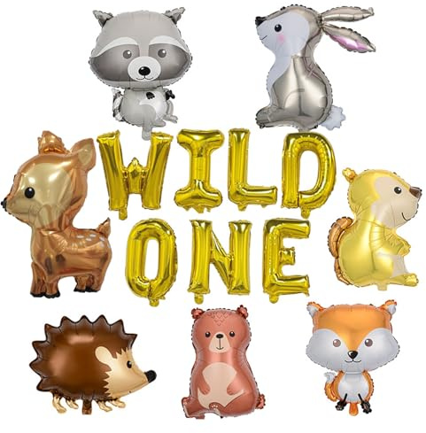 KOBOKO Wild One Geburtstag Deko Luftballon Tiere, Waldtiere Deko
