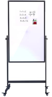 IVOL Mobiles Whiteboard - Schwarz lackierter Stahl - Doppelseitig - Magnetisch & Höhenverstellbar - 80x120 cm