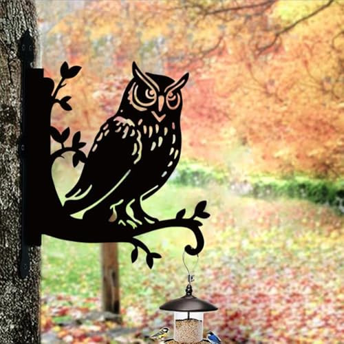 Cciphy 1 Pack Iron Hanging Plant Bracket, Cute Owl Silhouette Wall Mounted Planter Hanger Hook with Screws, Indoor Outdoor Heavy Duty Hanging Holders (Owl)