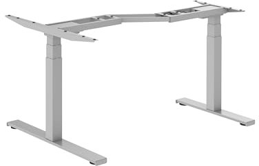 Worktrainer - Lumi Höhenverstellbarer Eckschreibtisch - Elektrisches Gestell - Höhe 62-128 cm - Breite 125-165 cm - Silber - Mit Speicherfunktion