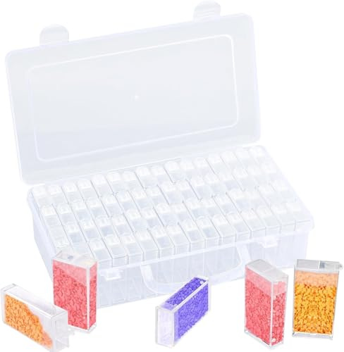 Catola in Plastica da 64 Griglie Box Diamante Ricamo Scatola, Organizer Con foglietti adesivi, per conservare Accessori di Pittura con Diamanti, Nail Art, Organizer per Diamond Painting Accessori