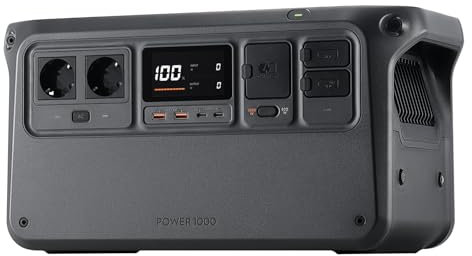 Centrale Elettrica Portatile DJI Power 1000, 1024Wh LiFePO4 Generatore Solare 2200W (4400W Picco) AC Uscite, 0-80% in 50 Min, Emergenza Elettricità per Campeggio, Fuori Rete, Interruzioni Corrente