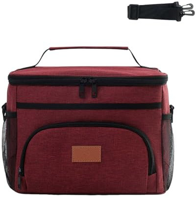 Kühltasche Picknicktasche Isolierte Lunchtasche Mittagessen Tasche Thermotasche Isoliertasche für Lebensmitteltransport Faltbare Lunch-Tasche Picknick Reisen Picknicktasche (Wein)