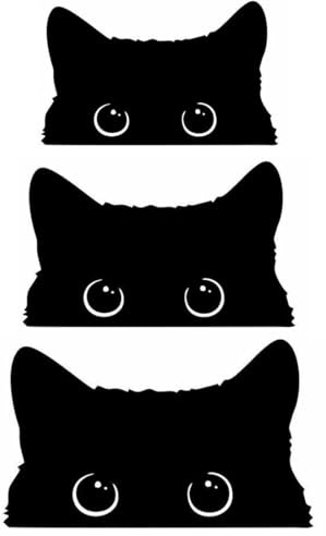 COYUN Set de 3 Pegatinas de Coche de Gato Negro - Divertidas y Lindas Etiquetas Engomadas, Egatinas Coche Gato para Refrigeradores de pared de Habitación, Ventanasetc, Coche, Moto