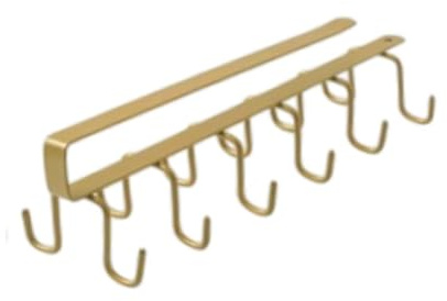 KESOTO Haken für Becher unter Schrank, Halter für Kaffeetassen, Regal für Tassen Und Gläser, Hängesystem für Küchenutensilien, Gold
