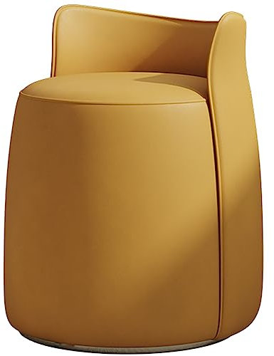 Moderner Make-up-Hocker, Leder, rund, für Schlafzimmer, Wohnzimmer (Kurkuma, 45 x 45 x 52 cm)