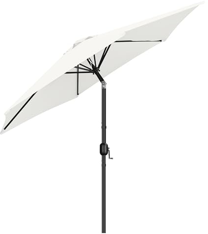 Yaheetech Sombrilla para Jardín 270 cm Inclinable 6 Varillas Crema | Protección UV, Manivela Aluminio,Ventilación,Estructura Metal Reforzada,Fácil de Montar,para Exterior/Terraza/Patio/Piscina