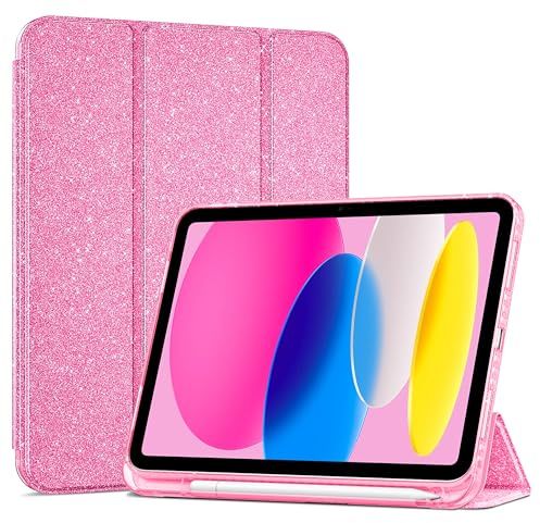 ProCase Cover iPad 11 Gen A16 11 Pollici 2025/iPad 10 Gen 10,9 Pollici 2022 | Custodia con Portapenna Auto Sonno/Veglia -Glitter Rosa