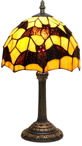 NUODITOS Tiffany Schwarze Fledermaus Glasmalerei Tischlampe Handgefertigt Nachttisch Nacht Einzigartig Niedlich Akzent Nachttisch Licht Antike Kunst Handwerk Geschenke Lampe für Zuhause Büro