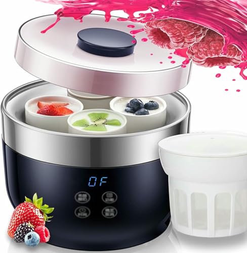 Ultimate Yogurt Maker With 6 Pcs Glass Jars, 1000ml Automatic Yogurt Maker Machine, Adjustable Temperature & Time Control, Stainless Steel Fermentation Machine For Yoghurt, Greek Yoghurt, Natto