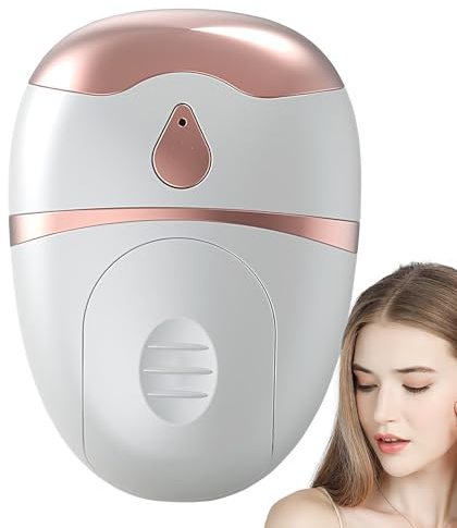 Maschera massaggiante per gli occhi con funzione riscaldante e rinfrescante, massaggiatore viso e contorno occhi, vibrazione defaticante portatile, 2 modalità di riduzione delle tasche, cura della