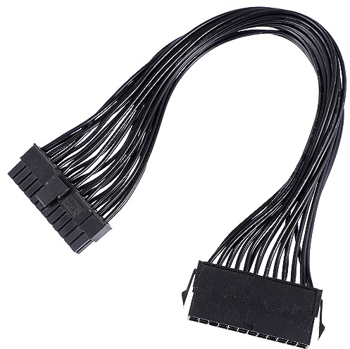 DIYEAH Câble D'extension d'alimentation ATX 24 Broches 30 Cm 18awg en Cuivre Pur pour Carte Mère, Accessoire Informatique Loquet Sécurisé, Compatible Bloc d'alimentation, Usage Pc