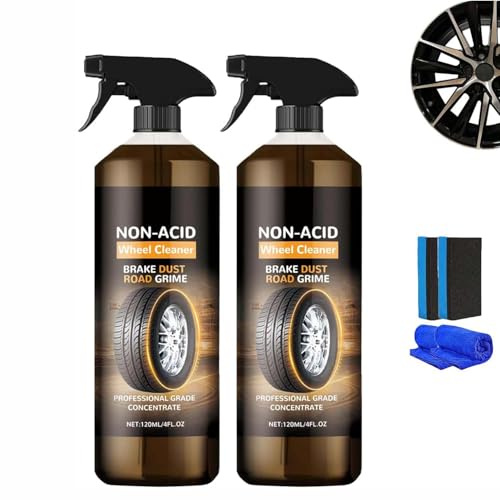 Wheelblaze Wheel Cleaner,Felgen Reinigungsset,Hocheffektive Reinigung Aller Arten von Felgen,Spezial Felgenreiniger Gel,Stark gegen Bremsstaub & Flugrost,Effizienten Auto Felgenpflege (2 Set)