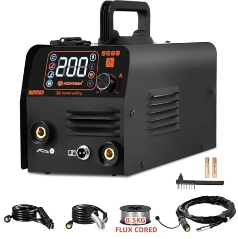 Soldadora MMA Mig semiautomática 3 en 1 HVM200, soldadora inversora, herramienta Synergy, sin gas, for soldadura con hierro sin gas(HVM200)