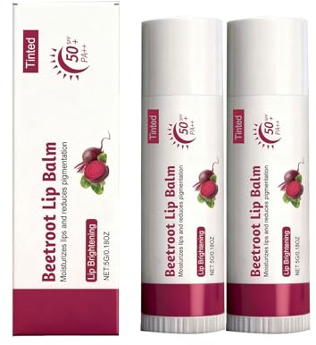 Beet Root Tinted Lip Balm with SPF 50++, Moisturising Lip Tint For Dark and Pigmented Lips, For Lip Lightening & Protection (2PC)