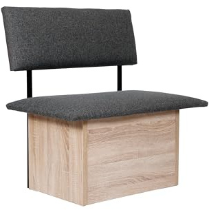 kundler home Sitzbank mit Truhe Holz Eiche Dekor 85x88x48 cm, Eckbank oder Küchenbank mit Aufbewahrung, ideal als Bank im Esszimmer, einfacher Aufbau, 'Das Raumwunder' (Grau, L 85 cm)