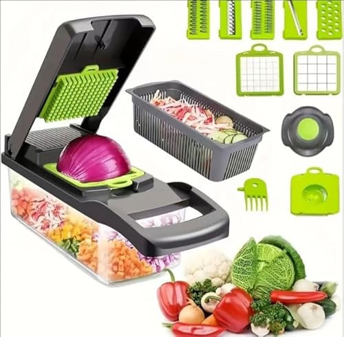 Durable Vegetable Chopper & Slicer – Mandoline, Dicer, Julienne Cutter, Cheese Grater, Potato Slicer – Multi-Functional Salad, Onion, and Veggie Cutter – Kitchen Essentials & Gadgets