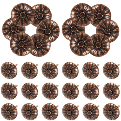 COLLBATH 200 Pezzi Chiodi per Tappezzeria Mobili Vintage in Ferro Testa Decorativa Floreale, Puntine per Divani e Sedie, Accessori Resistenti per Fissaggio e Decorazione Imbottiture