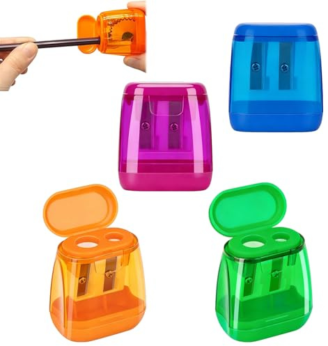 4 Stück Anspitzer mit BehäLter,Spitzer mit Dose,Dicke Stifte für Doppelspitzer Dünne Kinder,Bleistiftspitzer und Dosenspitzer,Pencil Bleistift Sharpener Buntstifte
