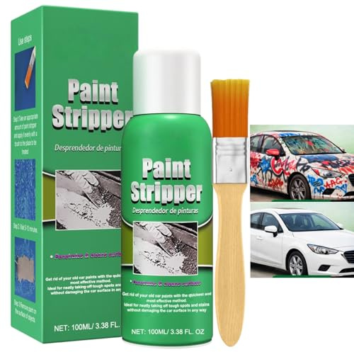 Paint Remover Spray with Brush,Heavy Duty Paint Stripper for Wood,Metal,Concrete&Tiles,Best Paint and Varnish Remover,Non-Damaging Formula,Rust-Proof Paint Removal,Easy to Use,Concentrated Formula