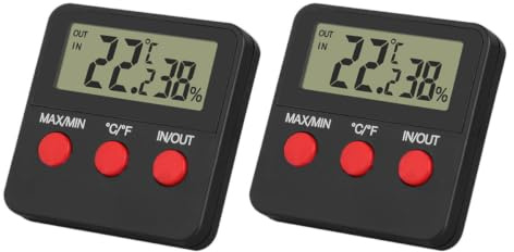 WOONEKY Termometro Igrometro Digitale per Terrario e Incubatrice, Misuratore di Temperatura e umidità Display LCD, Materiale ABS, Confezione da 2 Set, per Rettili e Uova
