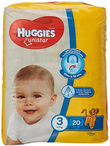 Huggies Unistar Windeln, Größe 3, 4-8 kg, 4 Packungen mit 19 Windeln, 76 Stück
