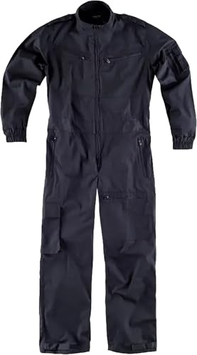 WORKTEAM Buzo de Trabajo Multibolsillos Mono para Mecánico e Industria, Tejido Ripstop Antidesgarro de Alta Resistencia, Cuello Alto y Cremallera de Doble Tirador Unisex Negro M