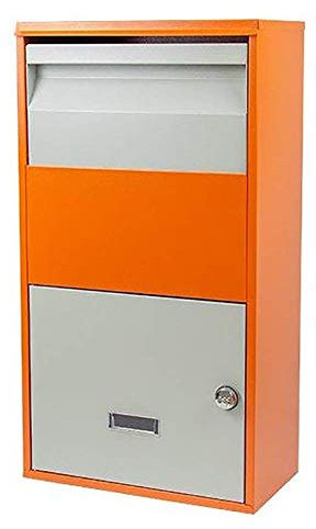 FHKBB 29,5 Zoll extragroße Paketbox Mailbox Dropbox mit Zahlenschloss Wandmontage Lockbox Außen- oder freistehende Briefkästen Für mittlere Pakete und kleine Pakete, Orange