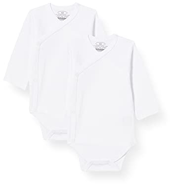 Schnizler Unisex baby 2-pack bodys, långärmade omlottbodys dubbelpack, 1 - Weiß, 50 cm