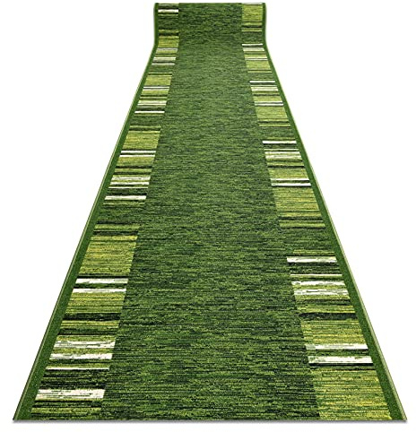 rugsx Antirutsch Teppichläufer Adagio grün Küche Flur Wohnzimmer 100x350 cm