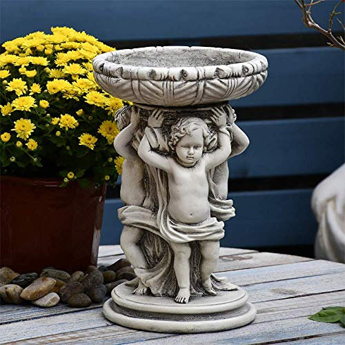 GECOKU Übertopf Engel Ornament Statue Römischer Übertopf Topf Engel Ornamente Dekoration,Grau