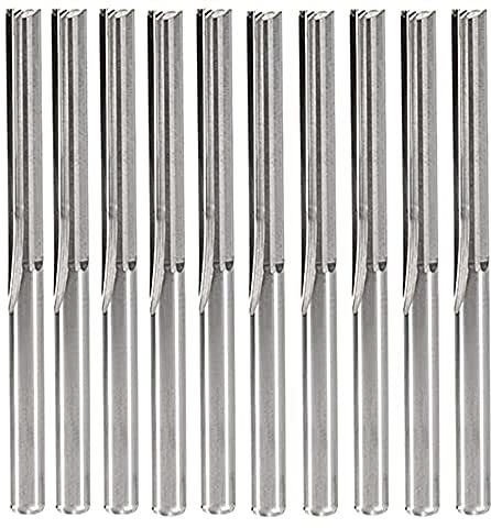 Bestgle 10pcs 1/8 Shank Long Straight Bit Flush Trim Slot Cutting Bit CNC End Mill Router Bits Set for Woodworking Milling Tool, 2 Flutes, 25mm Cutting Length (3.175 x 25mm)