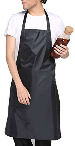 ZYHstore Unisex PVC Wasserdicht Schürze, Öl resistent Kochschürze, Verstellbarem Küchenschürze, Grillschürze, latzschürze, Küchenschürze für Frauen Männer Chef (Schwarz)