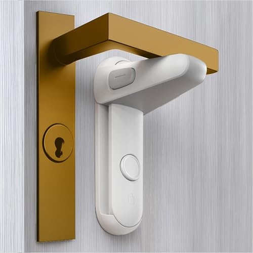 Cheeky Monkey Pet and Child Door Lever Lock 2 Pack, No Drill Adhesive | Childproof lever handle lock, no drilling or screws. Adhesive fit in about 30 seconds. Fits lever handles only.