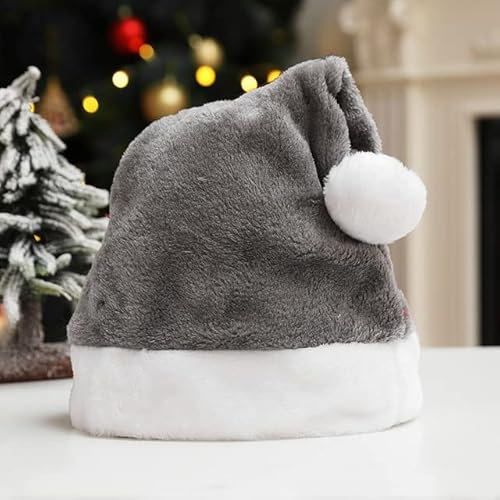 SAMCRY Gold Weihnachtsmütze Custom Santa Hat Christmas Elf Hat Custom Strumpfkappe Weihnachtsfeier Familie Weihnachtsmützen-Grau, Keine Notwendigkeit Custom