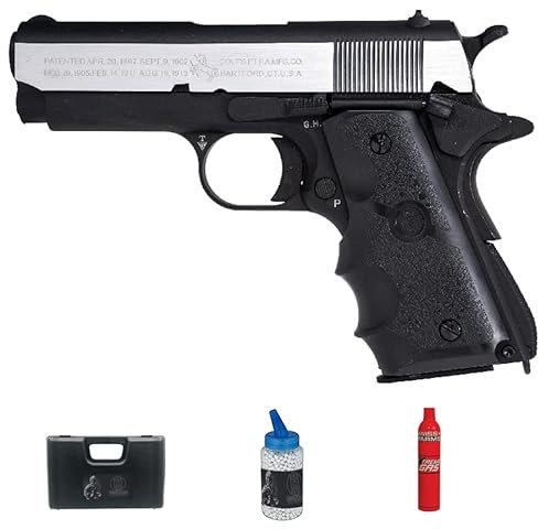 Colt 1911 Defender Duotone | Pistola Airsoft semiautomatica calibro 6 mm + bombola Green Gas + valigetta in PVC + caricatore (Potenza: 0,6 joule)