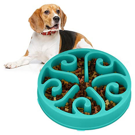 Relaxdays Anti Schling Napf, Futternapf für Hunde, Ø 30 cm, langsames Fressen, Hundenapf spülmaschinenfest, türkisblau