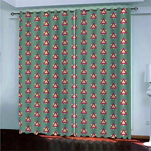 Vorhang Blickdicht Ösen Thermo Verdunkelungs Polyester Gardinen 2 Stück 3D Cartoon-Dreieck Für Schlafzimmer Wohnzimmer Kinder Oder Babyzimmer 140(B) X160(H) cm - Bedruckte Verdunkelungsvorhänge