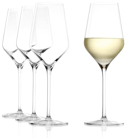 Stölzle Lausitz White Wine Glasses Quatrophil Set of 4, 13 3/4 oz – Premium Wine Glasses Ideal for White Wine & Aperitifs – Elegant Crystal Glass Goblet, Dishwasher Safe & Made in Germany