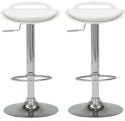 Set of 2 Bar Stool Modern PU Leather Adjustable Bar Stools with Back Counter Height Swivel Stool 2 Colors Optional (Color : Black) (White)