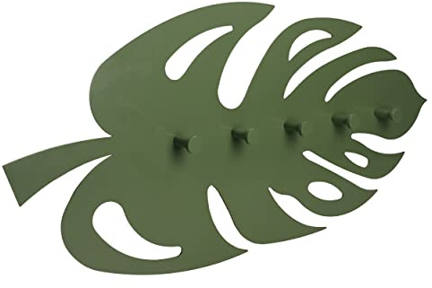 gamet perchero de pared WS08, metálico, modelo hoja monstera, 5 ganchos, color verde claro, 50 x 25 cm, 1 unidad.