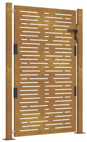 vidaXL Portail de Jardin, Portillon de Patio, Barrière de Sécurité, Porte d'Extérieure Terrasse, 105x155 cm Acier Corten Conception de Carré