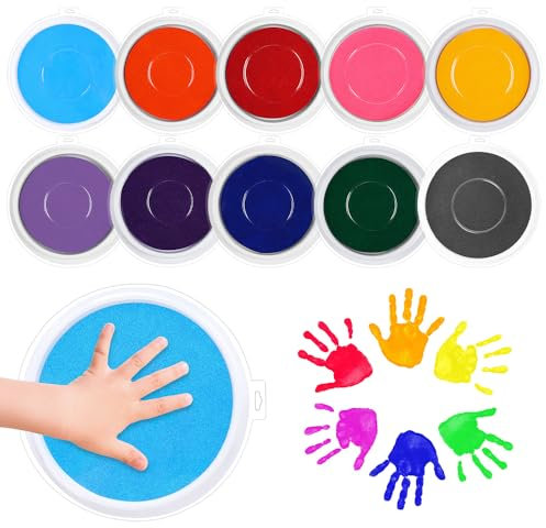 CXRYLZ-FUR 10pcs Groß Stempelkissen Bunt, Fingerstempel Fingerabdruck Set，Abwaschbar Embossing Fingerstempelfarbe Ink Pad für Kartenherstellung Scrapbooking Stempelzubehör